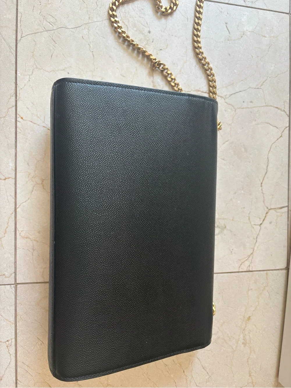 Saint Laurent Black Leather Crossbody with Gold YSL Logo